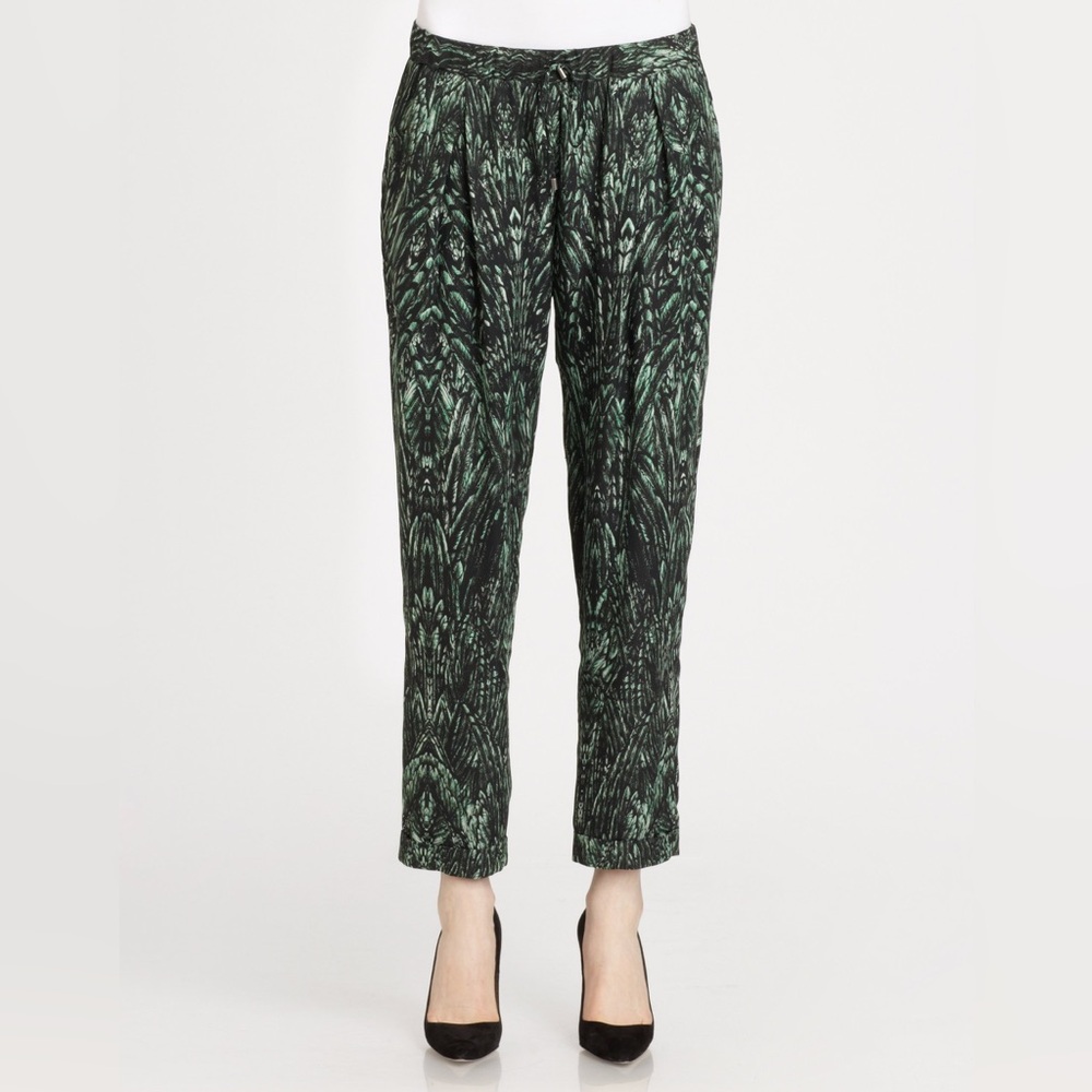 Haute Hippie Green and Black Silk Lounge Pants